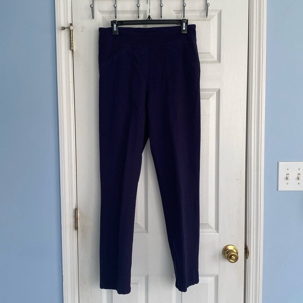 Kim Roger's blue, 12 average pull on pants, faux pockets